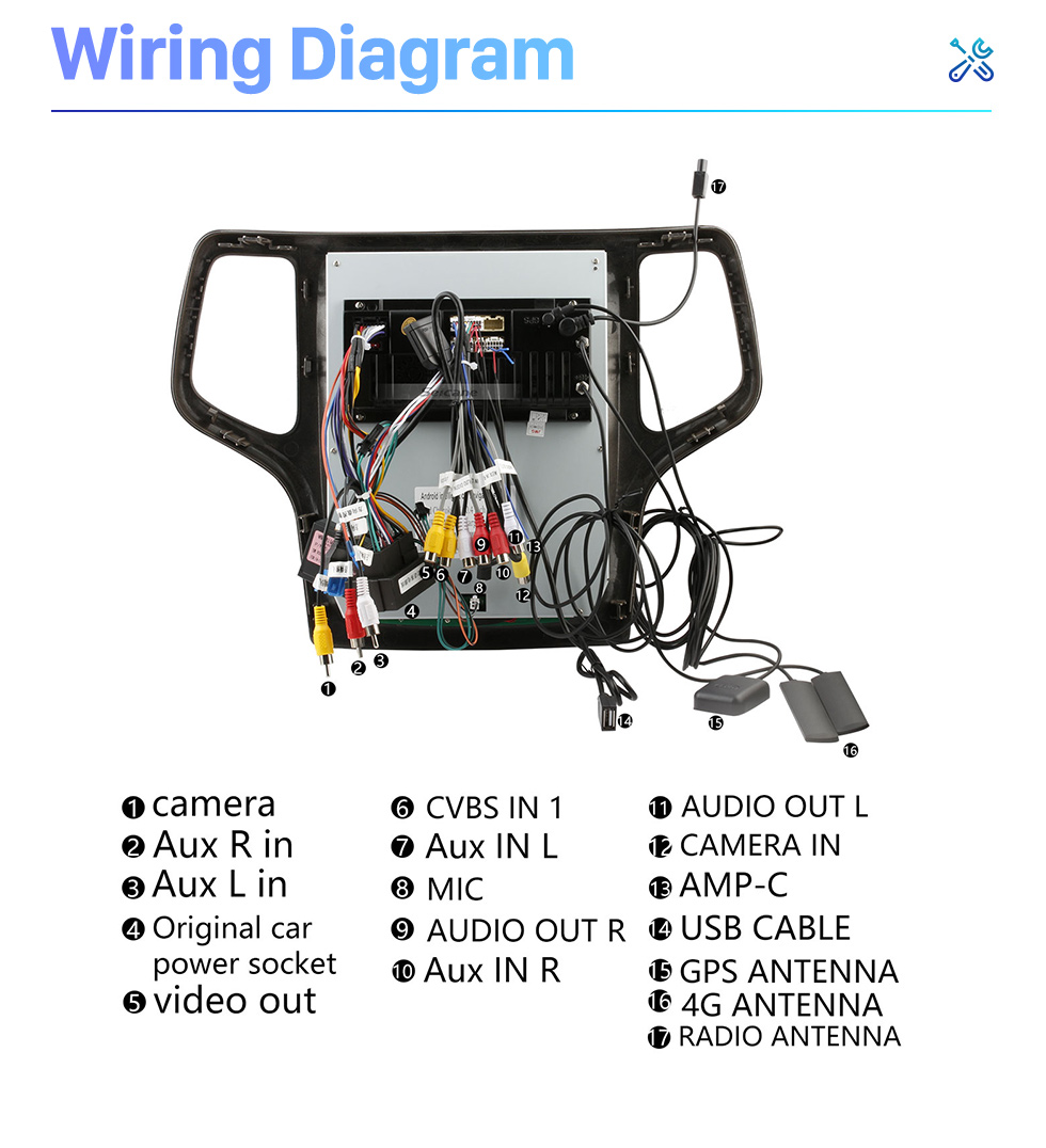 Seicane Carplay OEM 10,4-дюймовый Android 10.0 для 2014 2015-2017 Jeep SRT Radio Android Auto GPS-навигационная система с сенсорным экраном HD Поддержка Bluetooth OBD2 DVR