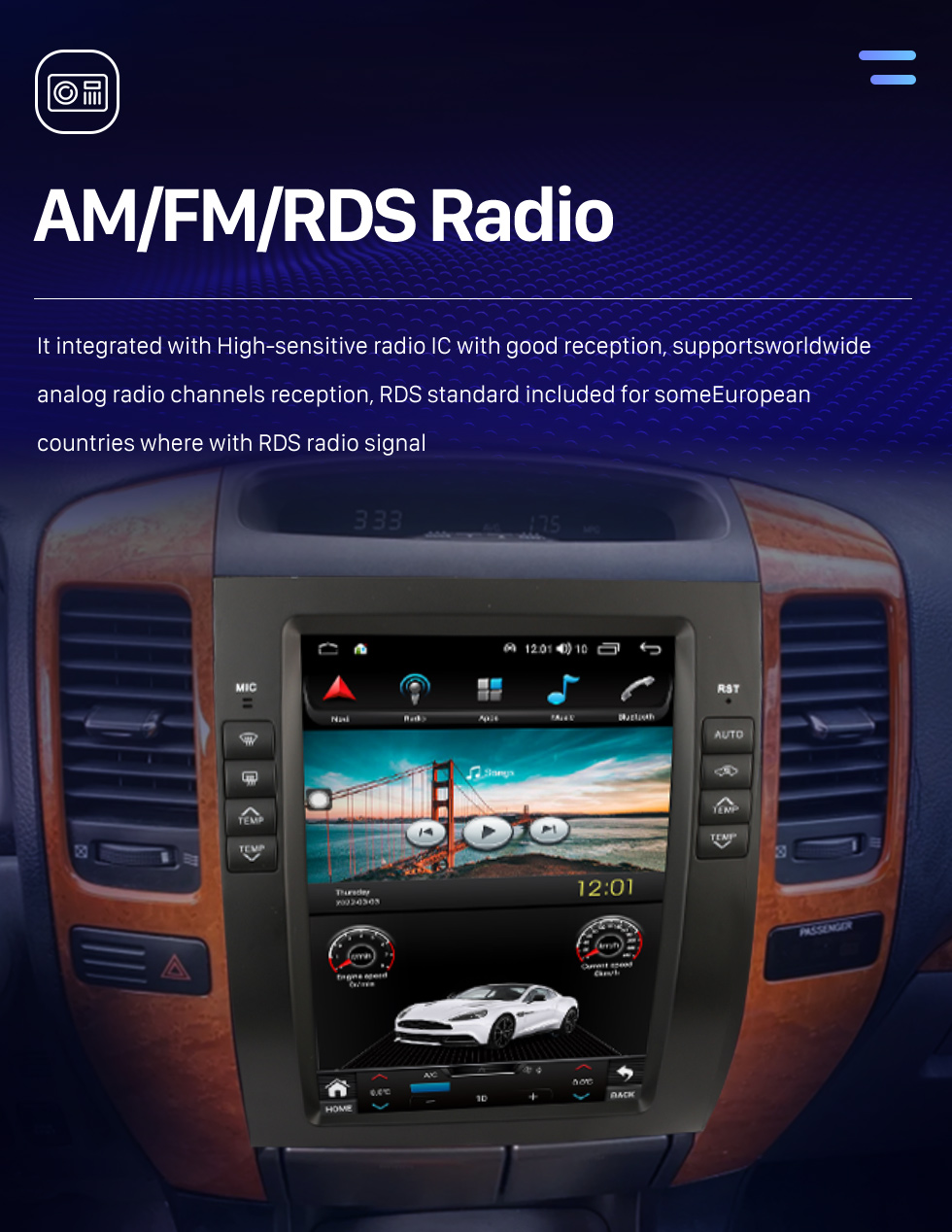Seicane Rádio de navegação GPS Android 10.0 de 10,4 polegadas para 2002 2003 2004-2009 TOYOTA PRADO GX470 com HD Touchscreen Bluetooth Carplay suporte DVR TPMS