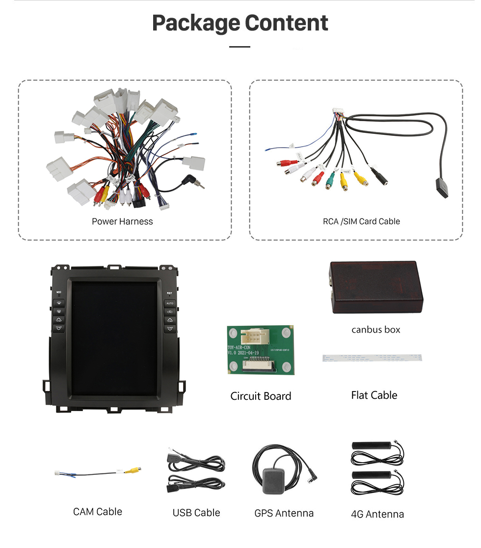 Seicane Radio de navegación GPS Android 10.0 de 10.4 pulgadas para 2002 2003 2004-2009 TOYOTA PRADO GX470 con pantalla táctil HD Bluetooth Carplay compatible con DVR TPMS