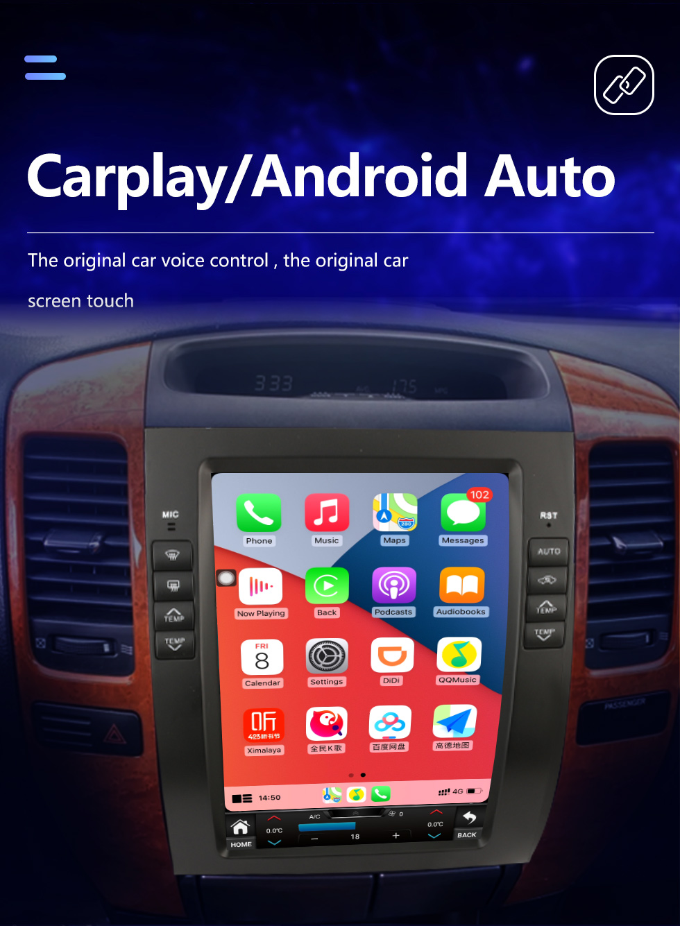 Seicane 10,4-дюймовый GPS-навигатор Android 10.0 для 2002 2003 2004-2009 TOYOTA PRADO GX470 с сенсорным экраном HD Bluetooth Поддержка Carplay DVR TPMS