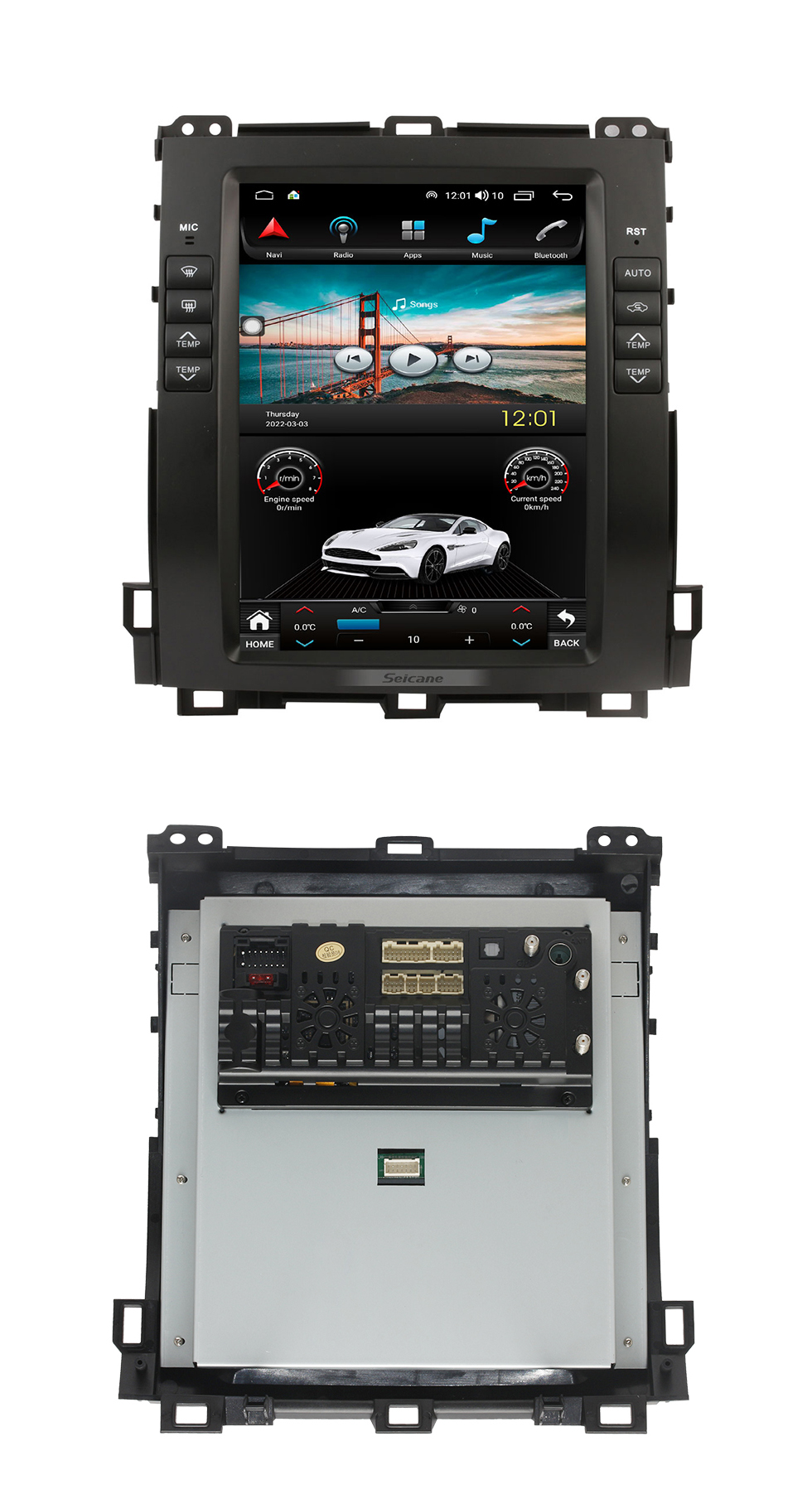 Seicane Radio de navegación GPS Android 10.0 de 10.4 pulgadas para 2002 2003 2004-2009 TOYOTA PRADO GX470 con pantalla táctil HD Bluetooth Carplay compatible con DVR TPMS