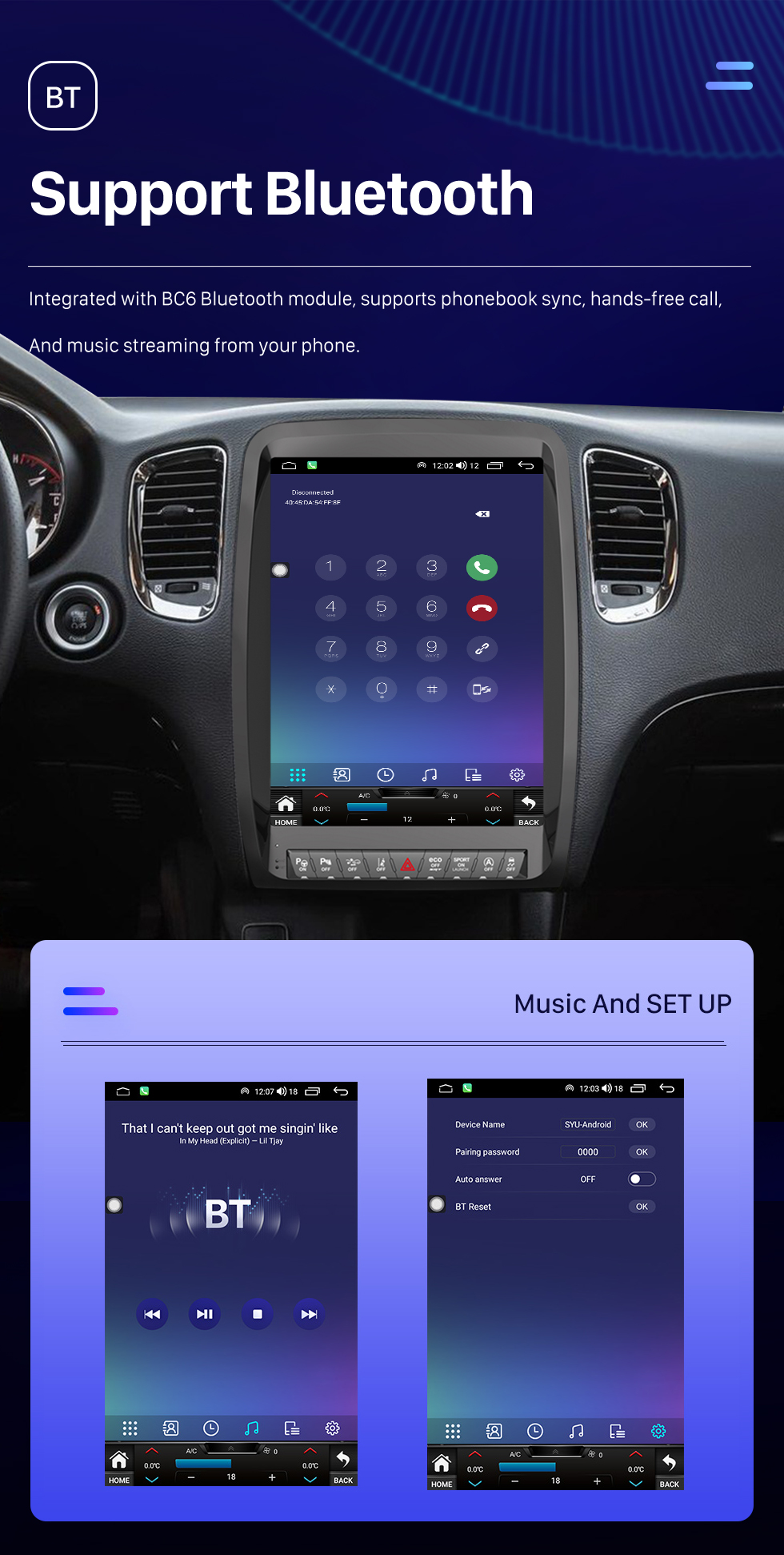 Seicane Carplay 13 pulgadas Android 10,0 HD pantalla táctil Android Auto navegación GPS Radio para Dodge Durango 2011 2012 2013-2020 con Bluetooth