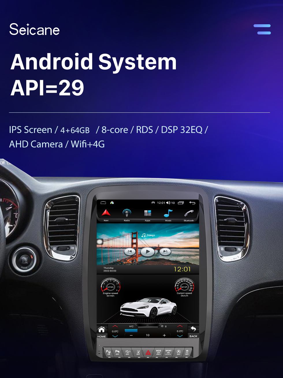 Seicane Carplay 12,1 Zoll Android 10.0 HD Touchscreen Android Auto GPS-Navigationsradio für Dodge Durango 2011 2012 2013-2020 mit Bluetooth Seicane Carplay 12,1 Zoll Android 10.0 HD Touchscreen Android Auto GPS-Navigationsradio für Dodge Durango 2011 2012 2013-2020 mit Bluetooth