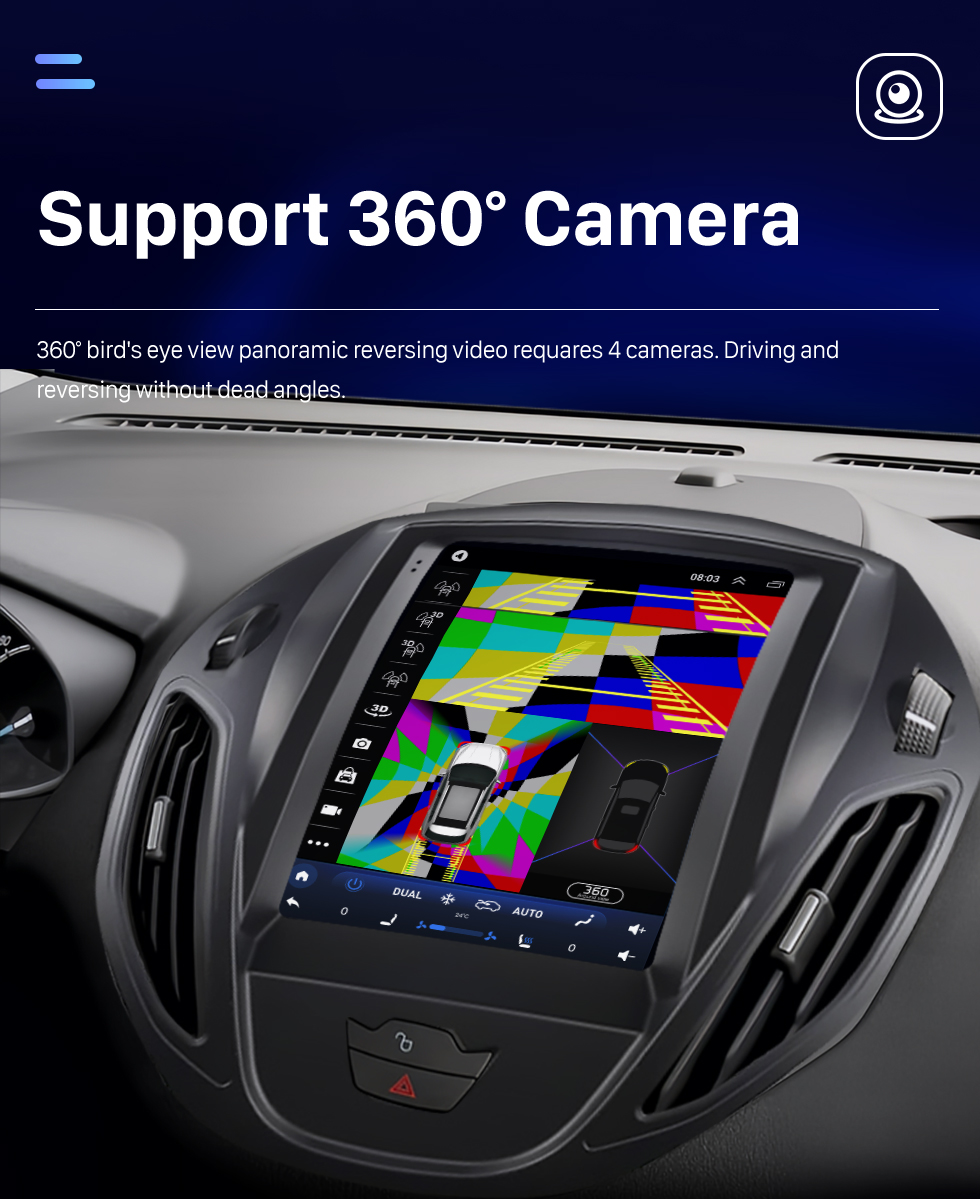Seicane Radio de navigation GPS à écran tactile HD Android 10.0 de 9,7 pouces pour 2014 2015 2016-2018 FORD TOUMEO COURIER/TRANSIT COURIER LOW-END avec prise en charge Bluetooth Carplay Caméra TPMS AHD