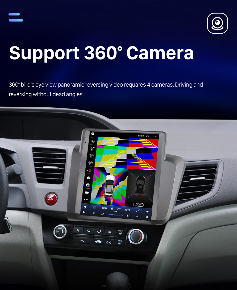 Seicane 9,7-дюймовый Android 10.0 HD с сенсорным экраном, GPS-навигация, радио для HONDA CIVIC LHD 2012 года с поддержкой Bluetooth Carplay, TPMS, AHD-камера