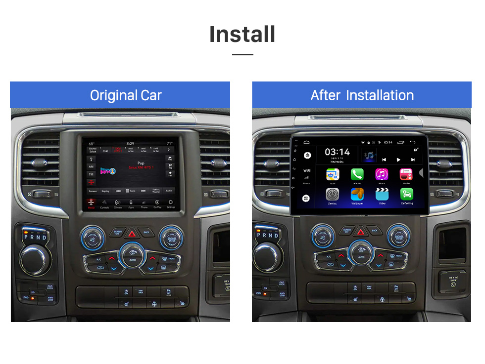 Seicane 9 Zoll Android 12.0 für 2020 DODGE RAM Stereo-GPS-Navigationssystem mit Bluetooth-TouchScreen-Unterstützung Rückfahrkamera