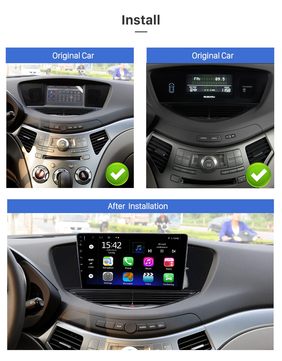 Seicane 9 pouces Android 12.0 pour 2007-2014 SUBARU TRIBECA Système de navigation GPS stéréo avec prise en charge de l&amp;#39;écran tactile Bluetooth Caméra de recul