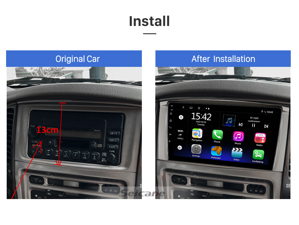 Seicane 9 inch Android 12.0 for 2003 2004 2005 2006-2008 TOYOTA LAND CRUISER 100 MANUAL AC Stereo GPS navigation system with Bluetooth TouchScreen support Rearview Camera Seicane 9 inch Android 12.0 for 2003 2004 2005 2006-2008 TOYOTA LAND CRUISER 100 MANUAL AC Stereo GPS navigation system with Bluetooth TouchScreen support Rearview Camera