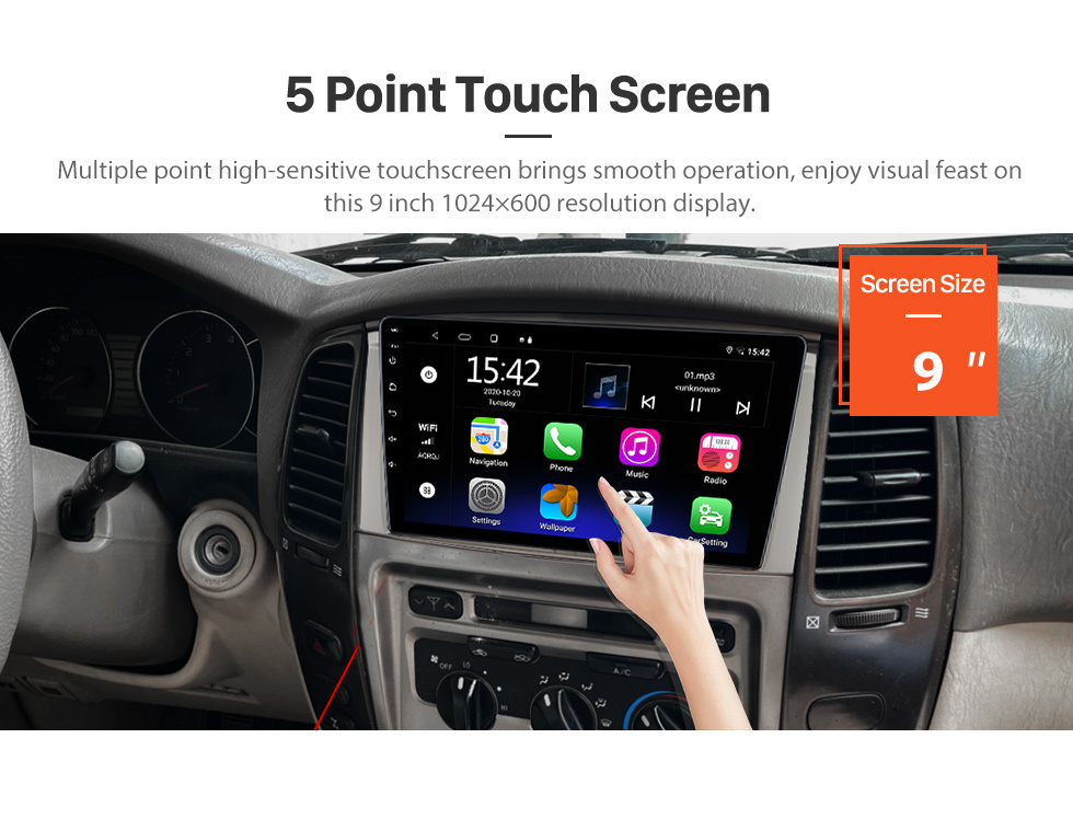 Seicane 9 inch Android 12.0 for 2003 2004 2005 2006-2008 TOYOTA LAND CRUISER 100 MANUAL AC Stereo GPS navigation system with Bluetooth TouchScreen support Rearview Camera
