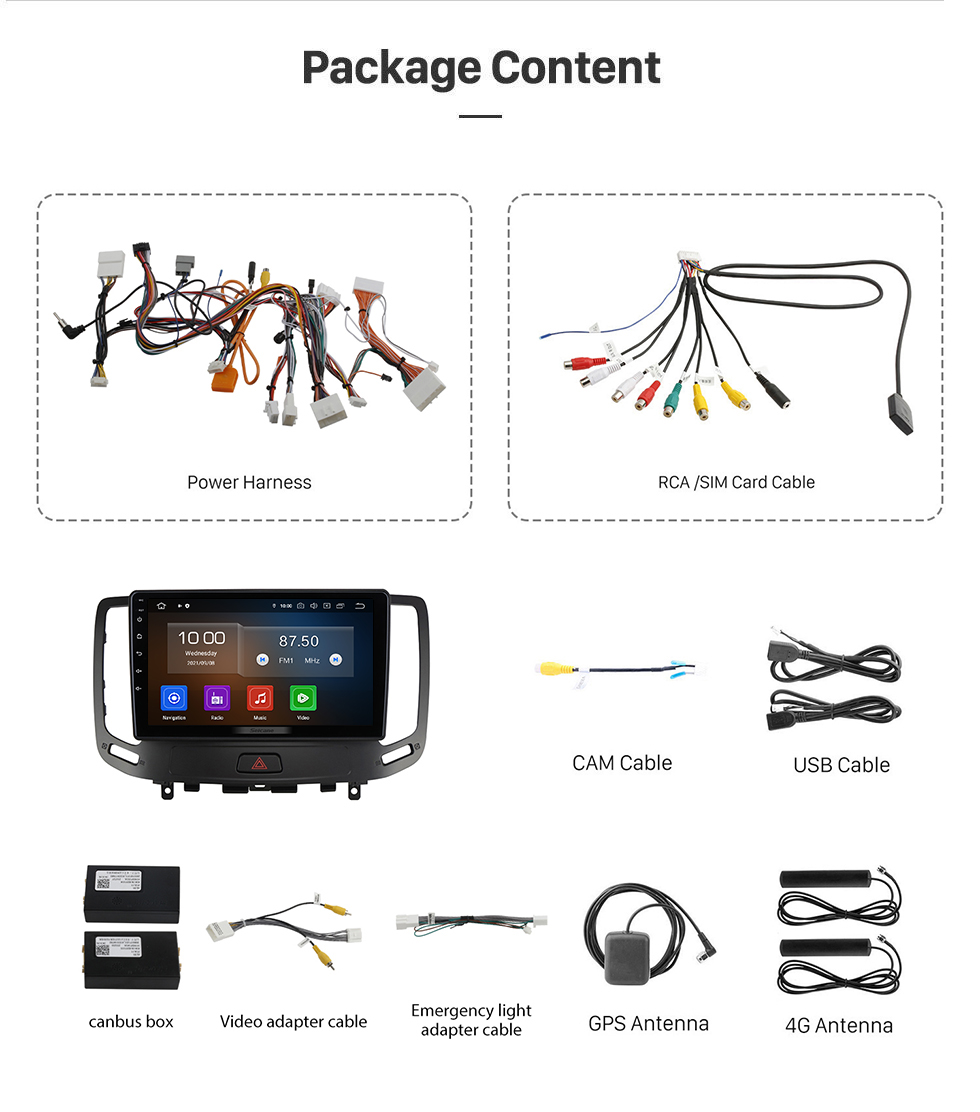 Seicane HD-Touchscreen 9 Zoll Android 13.0 für 2006 2007 2008–2014 INFINITI G Radio GPS-Navigationssystem Bluetooth Carplay-Unterstützung Rückfahrkamera