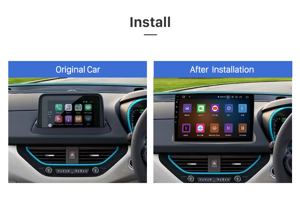 Seicane Carplay 9 Zoll HD Touchscreen Android 12.0 für 2005-2012 2013 2014 TOYOTA FORTUNER/ VIGO/ HILUX GPS Navigation Android Auto Head Unit Unterstützung DAB+ OBDII WiFi Lenkradsteuerung