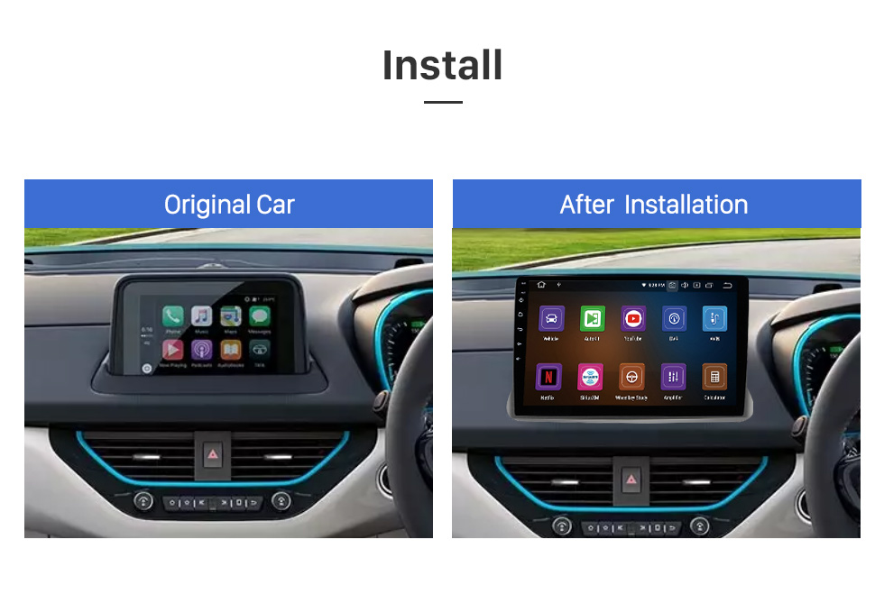 Seicane Carplay 9 pouces HD écran tactile Android 12.0 pour 2005-2012 2013 2014 TOYOTA FORTUNER/ VIGO/ HILUX GPS Navigation Android Auto Head Unit Support DAB+ OBDII WiFi Commande au volant