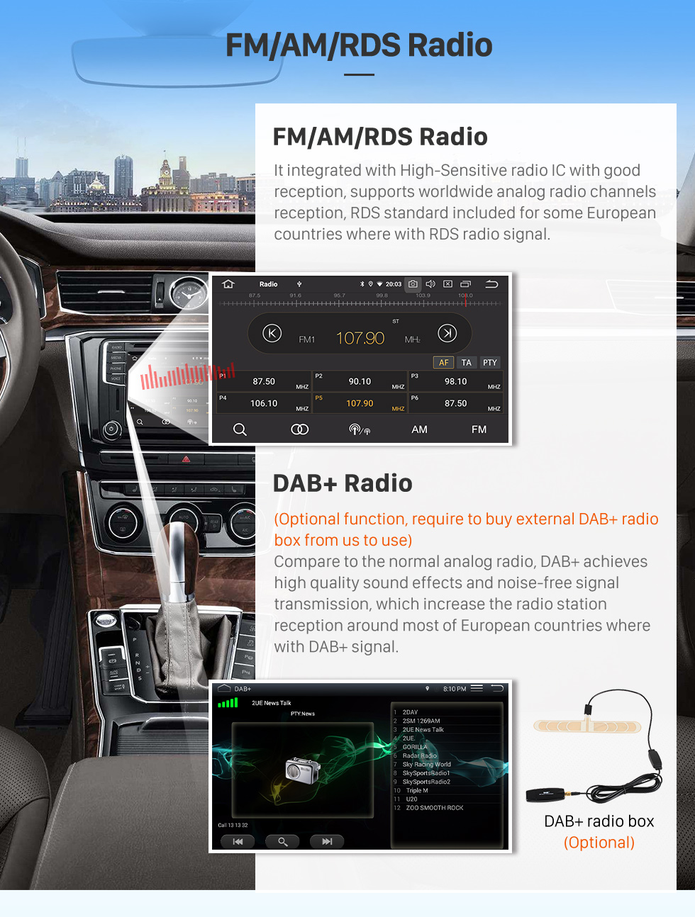 Seicane Carplay 9 pulgadas HD Pantalla táctil Android 12.0 para 2020 DODGE RAM Navegación GPS Android Auto Unidad principal Soporte DAB + OBDII WiFi Control del volante