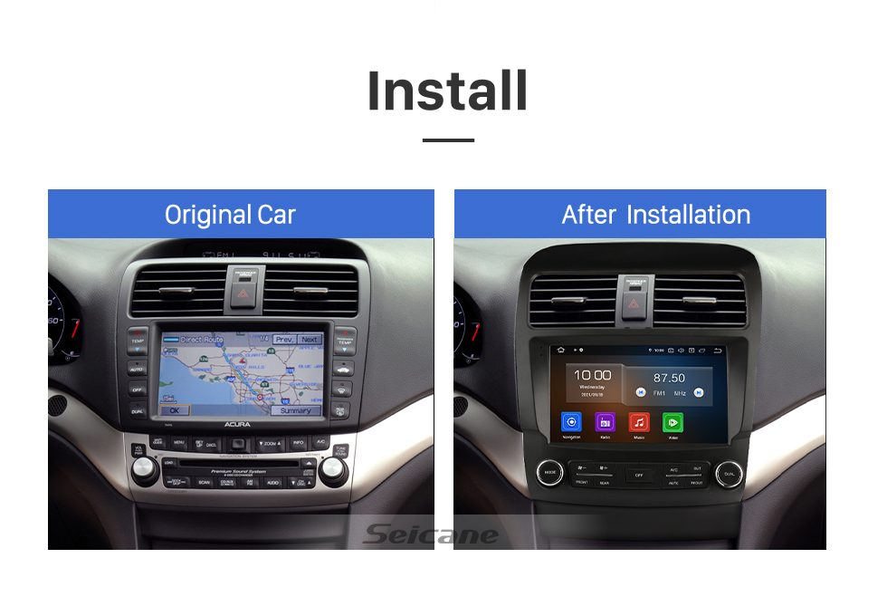 Seicane Carplay 9 pulgadas HD Pantalla táctil Android 13.0 para 2006 Honda acura tsx Navegación GPS Android Auto Unidad principal Soporte DAB + OBDII WiFi Control del volante