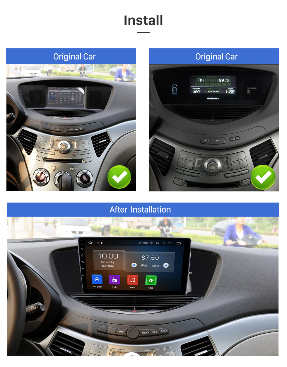 Seicane Carplay 9 Zoll Android 12.0 für 2007-2014 SUBARU TRIBECA GPS Navigation Android Autoradio mit Bluetooth HD Touchscreen unterstützt TPMS DVR DAB+