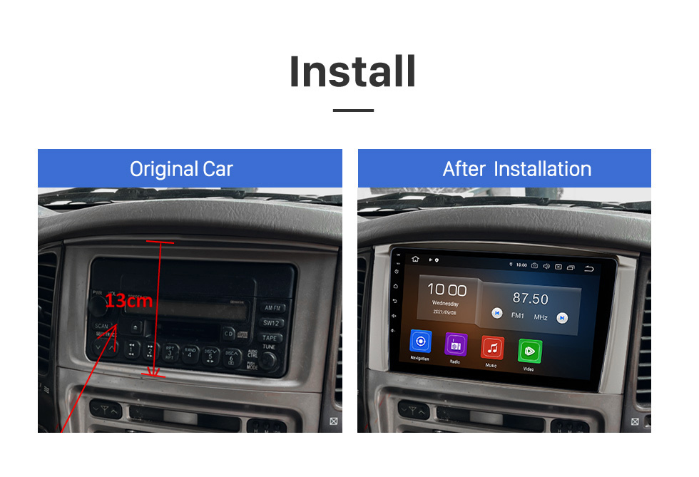 Seicane HD Pantalla táctil 9 pulgadas Android 12.0 Para 2005 TOYOTA FORTUNER VIGO HILUX MANUAL AC Radio Sistema de navegación GPS Bluetooth Carplay compatible Cámara de respaldo