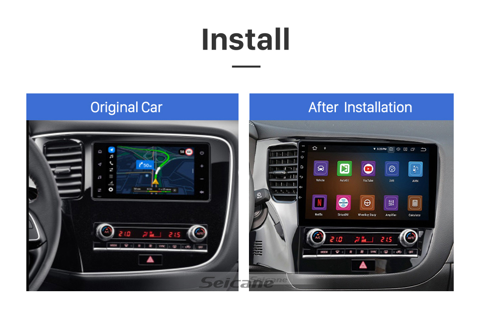 Seicane Carplay Écran tactile HD 10,1 pouces Android 13.0 pour 2020 MITSUBISHI OUTLANDER LHD Navigation GPS Android Auto Head Unit Prise en charge DAB+ OBDII WiFi Commande au volant