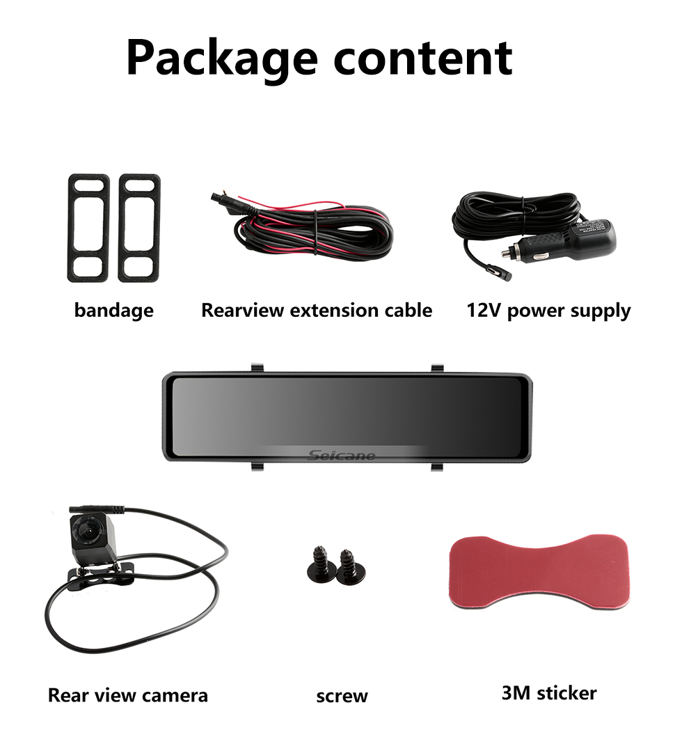 Seicane 11,26-дюймовый автомобильный видеорегистратор 4K с видеорегистратором WiFi ADAS BSD с передней камерой 4K 1080P Задняя камера AHD