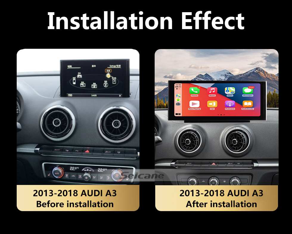 Seicane Écran tactile HD 12,3 pouces Android 11.0 Radio de navigation GPS pour 2013-2018 2019 2020 Audi A3 avec prise en charge Bluetooth AUX DVR Carplay Commande au volant