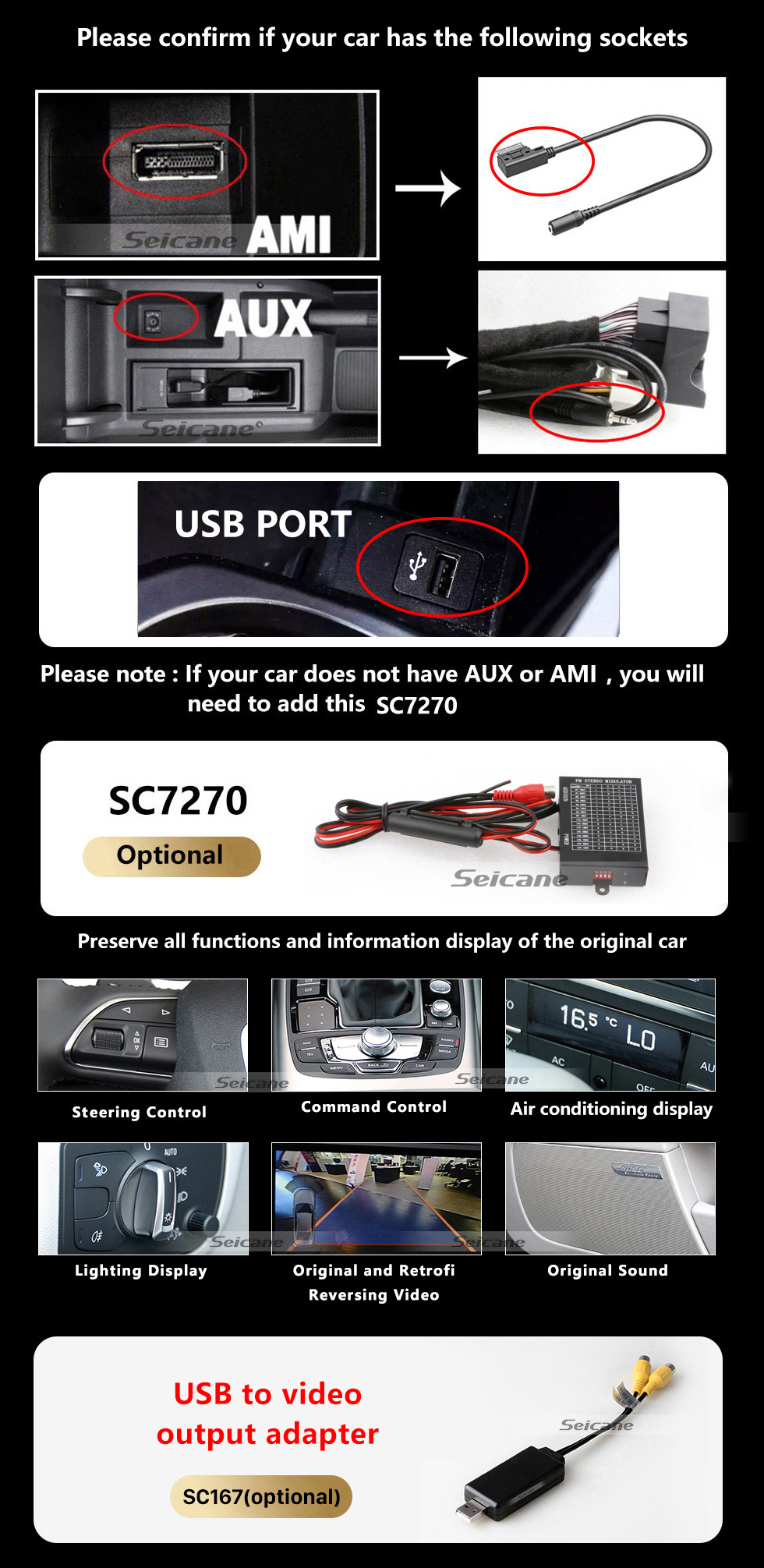 Seicane HD Touchscreen 12.3 inch Android 11.0 GPS Navigation Radio for 2013-2018 2019 2020 Audi A3 with Bluetooth AUX support DVR Carplay Steering Wheel Control