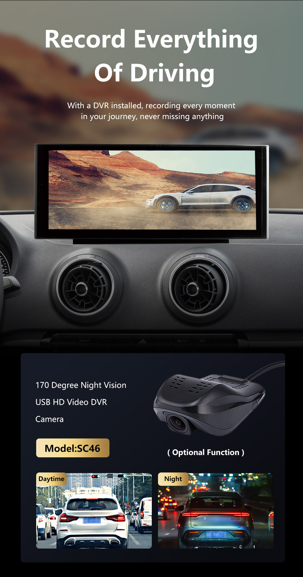 Seicane Écran tactile HD 12,3 pouces Android 11.0 Radio de navigation GPS pour 2013-2018 2019 2020 Audi A3 avec prise en charge Bluetooth AUX DVR Carplay Commande au volant