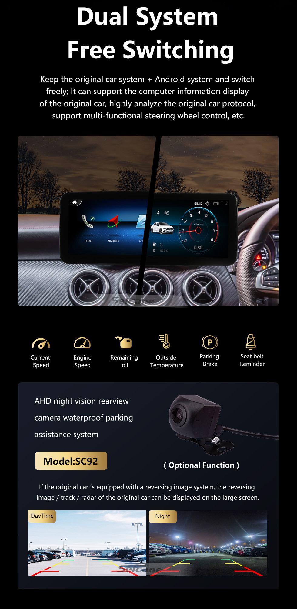 Seicane Radio Android Carplay de 12,3 pulgadas para 2012-2015 2016 2017 2018 2019 Mercedes Clase A W176 A160 180 A200 A250 A260 GLA X156 GLA200 GLA220 GLA260 CLA C117 CLA180 CLA200 CLA220 CLA260 Radio sistema de navegación GPS con HD Touch pantalla bluetooth