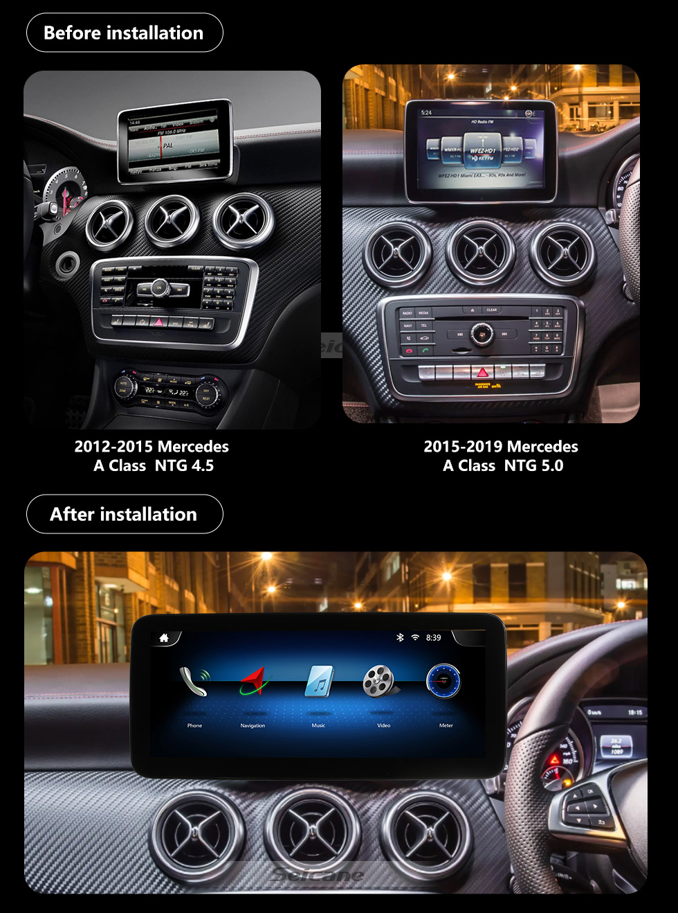 Seicane Carplay 10.25 inch Android Radio for 2012-2015 2016 2017 2018 2019 Mercedes A Class W176 A160 180 A200 A250 A260 GLA X156 GLA200 GLA220 GLA260 CLA C117 CLA180 CLA200 CLA220 CLA260 Radio GPS Navigation System With HD Touchscreen Bluetooth Seicane Carplay 10.25 inch Android Radio for 2012-2015 2016 2017 2018 2019 Mercedes A Class W176 A160 180 A200 A250 A260 GLA X156 GLA200 GLA220 GLA260 CLA C117 CLA180 CLA200 CLA220 CLA260 Radio GPS Navigation System With HD Touchscreen Bluetooth