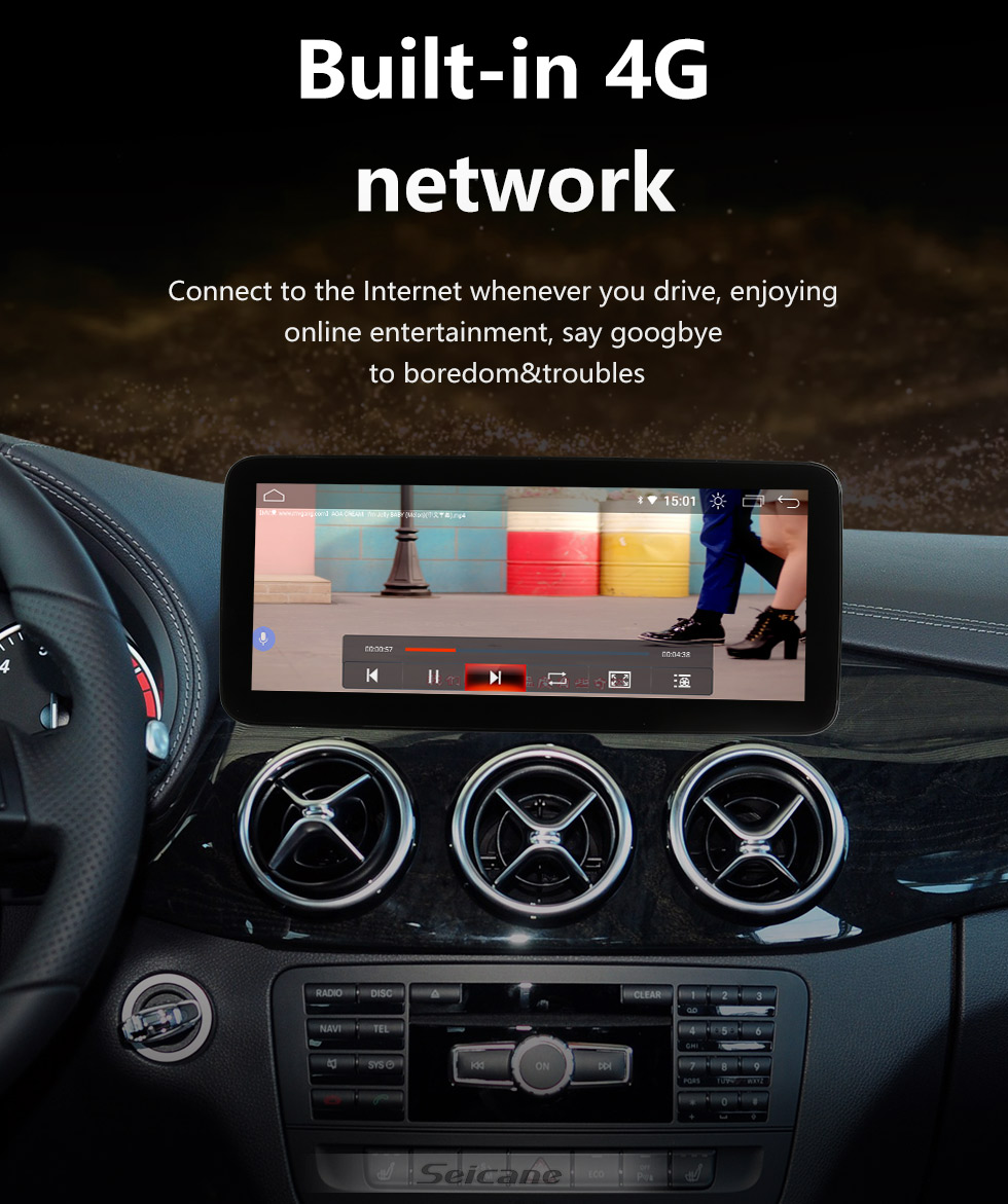 Seicane Carplay Android 11.0 HD Touchscreen de 12,3 polegadas para 2013-2015 2016 2017 2018 Mercedes Classe B W246 B180 B200 B220 B250 B260 Sistema de navegação GPS por rádio com Bluetooth