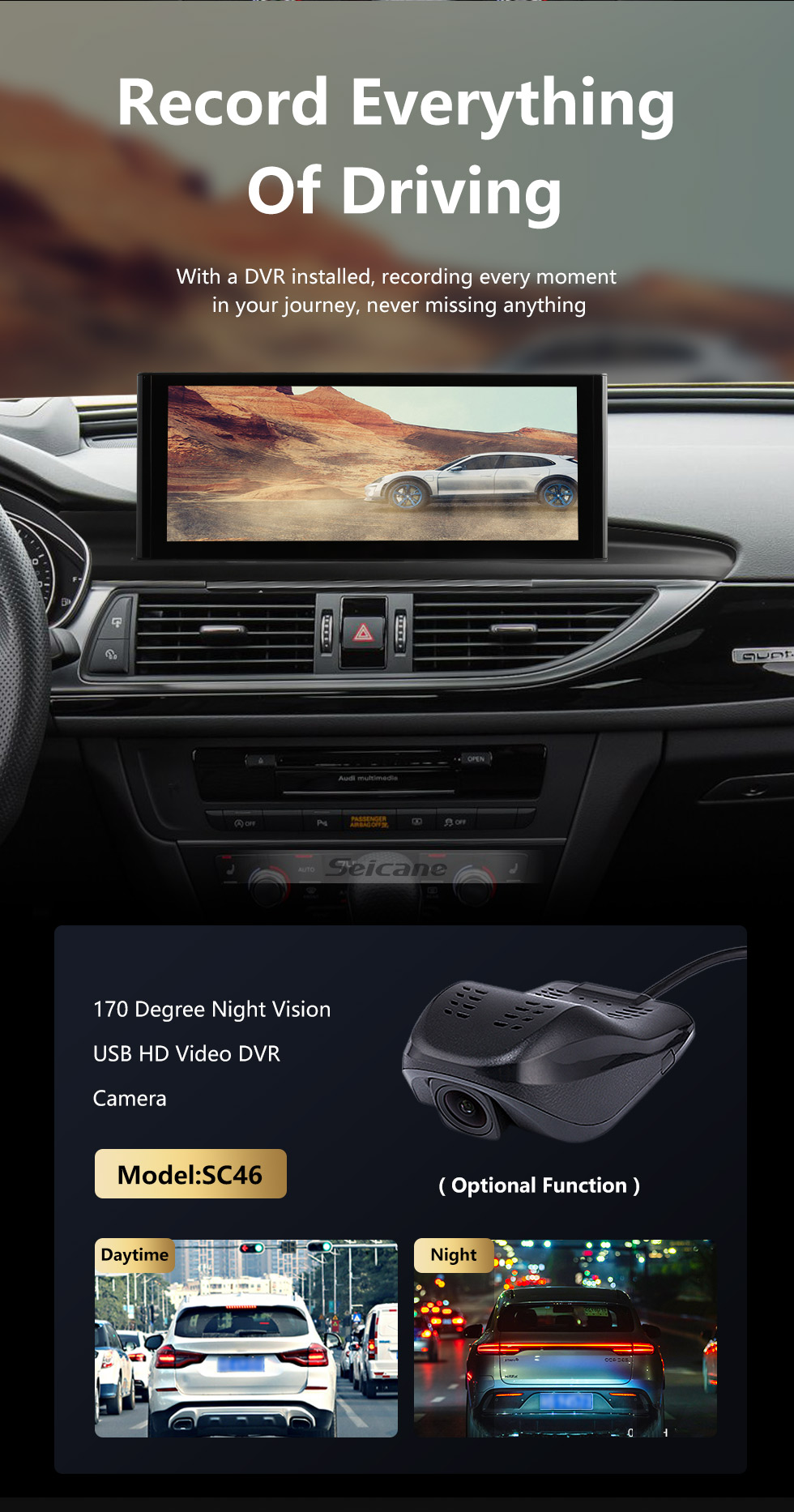 Seicane 12,3 Zoll Android 11.0 für 2005-2017 2018 2019 Audi A6 A7 Autoradio Bluetooth HD Touchscreen Carplay GPS Navigationssystem