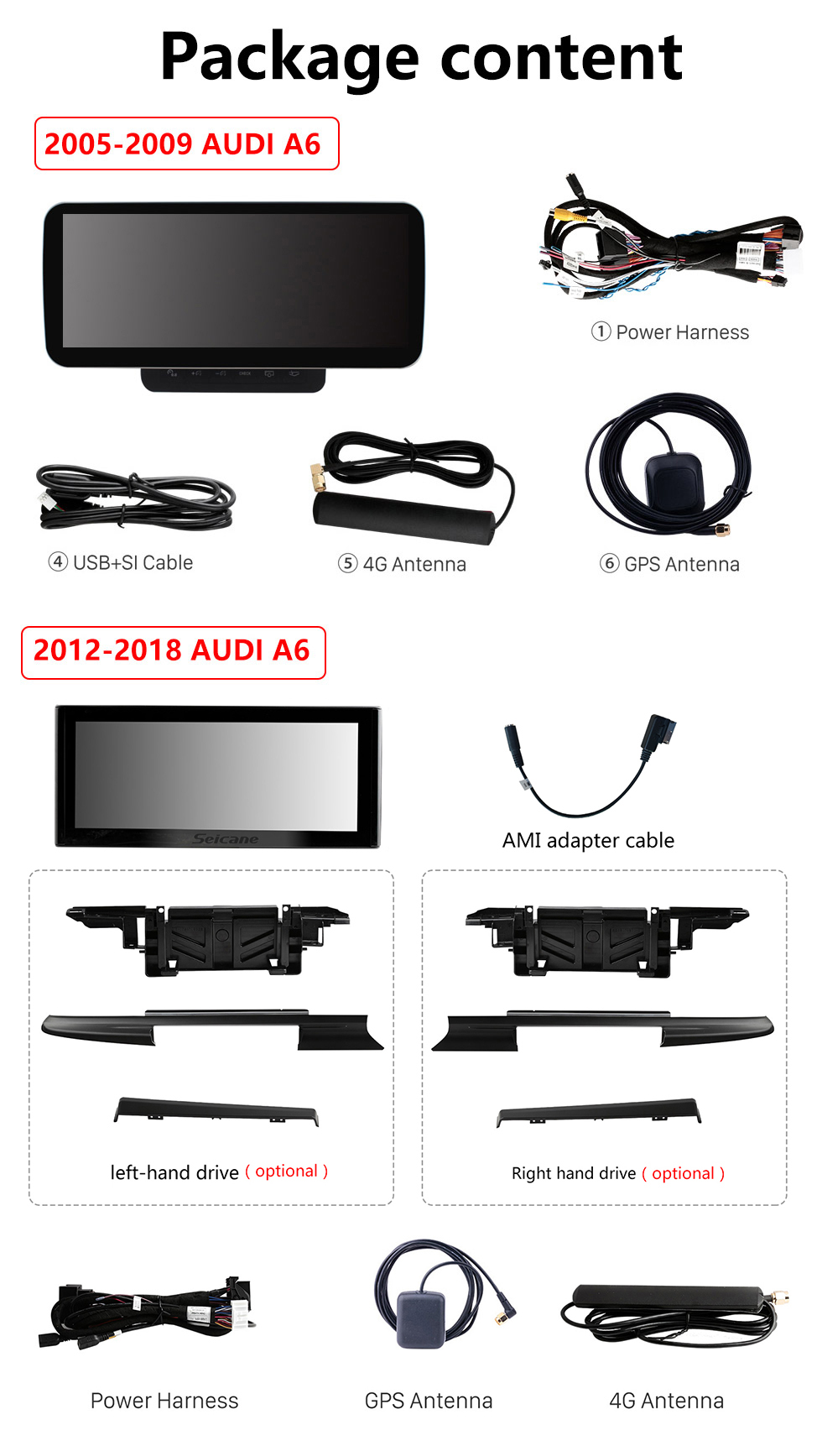 Seicane 12,3 pulgadas Android 11,0 para 2005-2017 2018 2019 Audi A6 A7 coche estéreo Bluetooth HD pantalla táctil Carplay sistema de navegación GPS