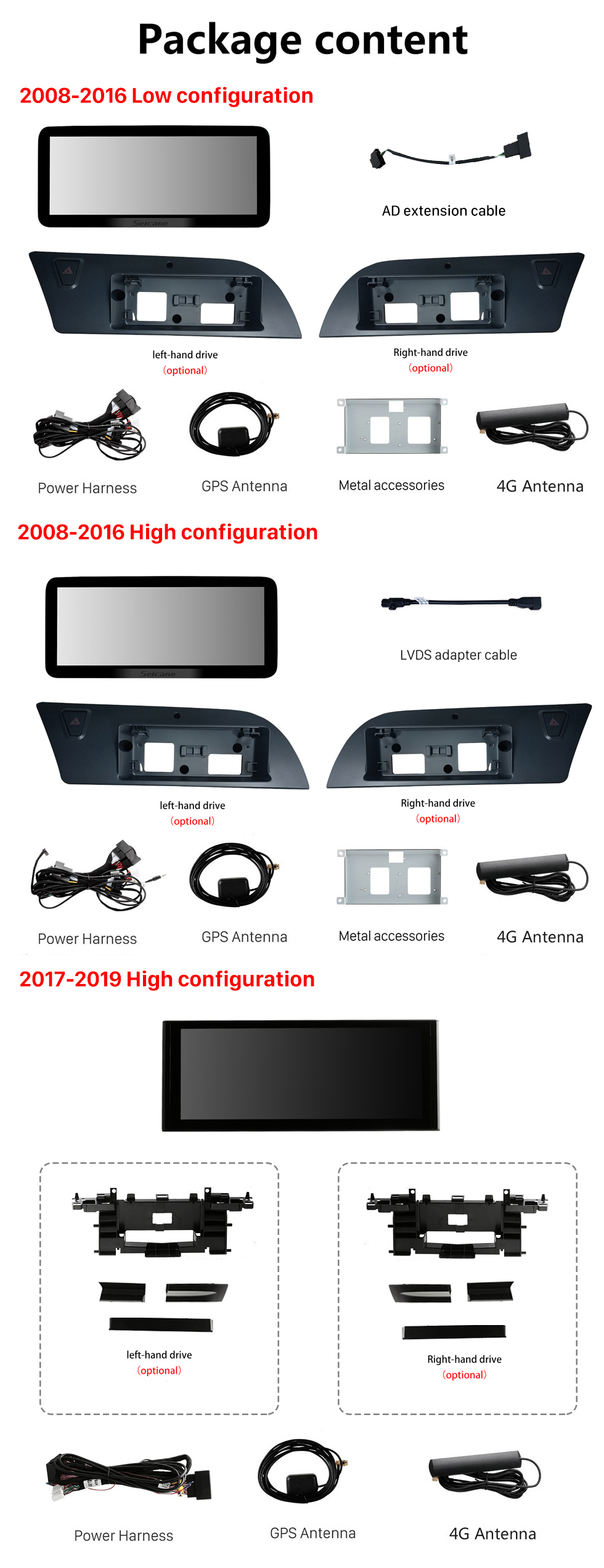 Seicane Сенсорный HD-экран 12,3-дюймовый Android 11.0 GPS-навигатор для 2008-2017 2018 2019 Audi A4 A5 S4 S5 A4L B8 с поддержкой Bluetooth AUX DVR Carplay OBD Управление рулевым колесом