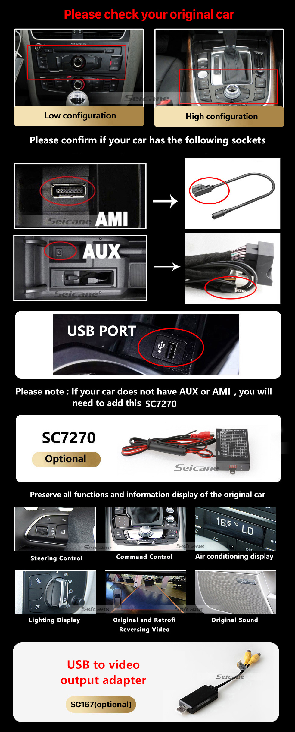 Seicane Écran tactile HD 12,3 pouces Android 11.0 Radio de navigation GPS pour 2008-2017 2018 2019 Audi A4 A5 S4 S5 A4L B8 avec prise en charge Bluetooth AUX DVR Carplay OBD Commande au volant Seicane Écran tactile HD 12,3 pouces Android 11.0 Radio de navigation GPS pour 2008-2017 2018 2019 Audi A4 A5 S4 S5 A4L B8 avec prise en charge Bluetooth AUX DVR Carplay OBD Commande au volant