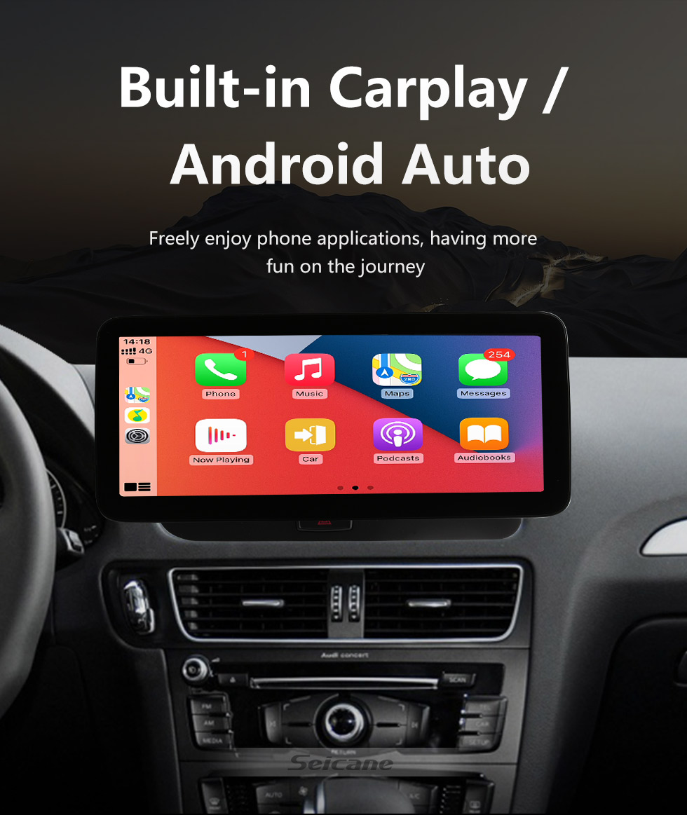 Autoradio GPS full tactile Bluetooth Android & Apple Carplay Audi Q5 de  2009 à 2018 + caméra de recul