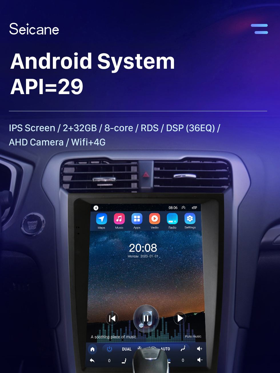 Seicane 12,1 Zoll Android 10.0 HD Touchscreen GPS-Navigationsradio für 2013-2018 Ford Mondeo Fusion MK5 mit Bluetooth Carplay-Unterstützung TPMS AHD-Kamera Seicane 12,1 Zoll Android 10.0 HD Touchscreen GPS-Navigationsradio für 2013-2018 Ford Mondeo Fusion MK5 mit Bluetooth Carplay-Unterstützung TPMS AHD-Kamera
