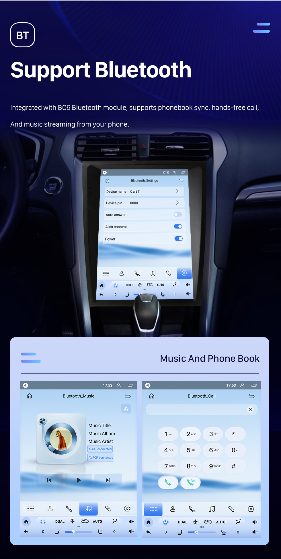 Seicane Radio de navigation GPS à écran tactile Android 10.0 HD de 12,1 pouces pour Ford Mondeo Fusion MK5 2013-2018 avec prise en charge Bluetooth Carplay Caméra TPMS AHD