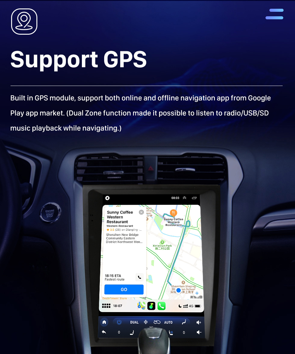 Seicane Radio de navigation GPS à écran tactile Android 10.0 HD de 12,1 pouces pour Ford Mondeo Fusion MK5 2013-2018 avec prise en charge Bluetooth Carplay Caméra TPMS AHD