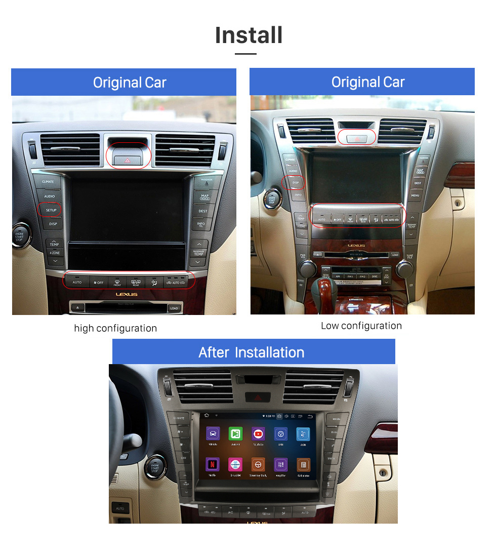 Seicane HD-Touchscreen 10,1 Zoll Android 12.0 für 2010 2011–2013 Toyota Crown Radio GPS-Navigationssystem Bluetooth Carplay-Unterstützung Rückfahrkamera