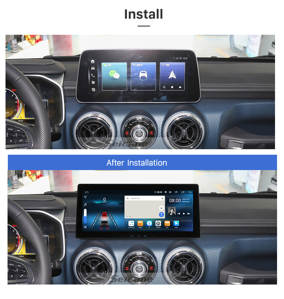 Seicane Android 10,0 Carplay 12,3 pulgadas 1920*720 pantalla de ajuste completo para BJ40 EU5 D50 2018 2019 2020 2021 2022 Radio de navegación GPS con bluetooth