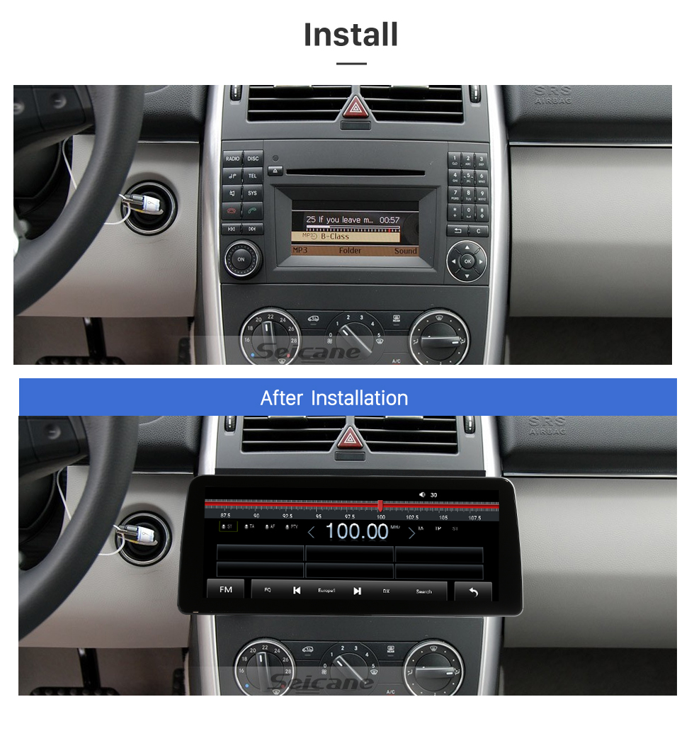 Seicane Carplay Écran tactile HD 12,3 pouces Android 12.0 pour 2004 2005 2006-2012 Mercedes-Benz B200 Navigation GPS Android Auto Head Unit Prise en charge DAB+ OBDII WiFi Commande au volant