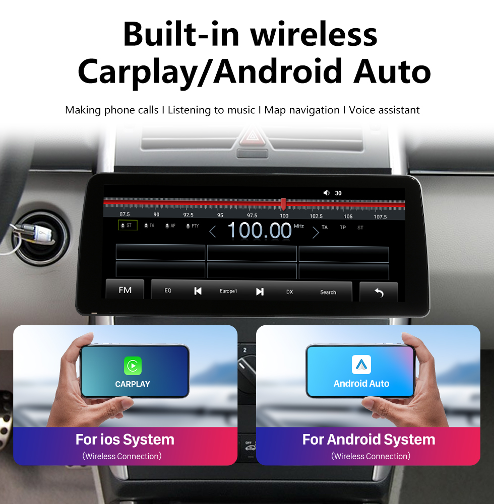 Seicane Carplay 12,3 polegadas HD Touchscreen Android 12.0 para 2004 2005 2006-2012 Mercedes-Benz B200 Navegação GPS Android Auto Head Unit Suporte DAB + OBDII WiFi Controle de volante