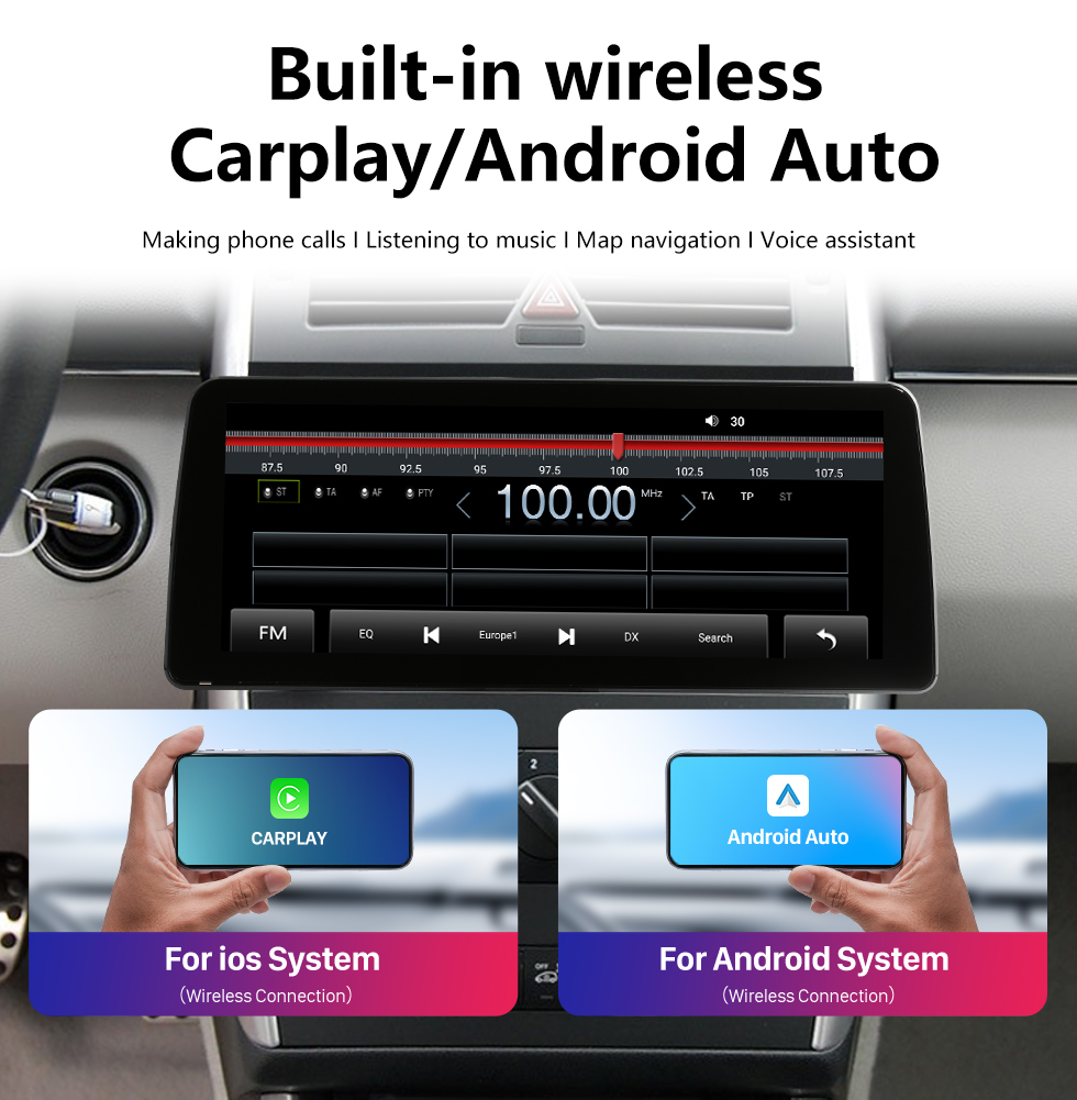 Seicane Carplay 12.3 pulgadas HD Pantalla táctil Android 12.0 para 2004 2005 2006-2012 Mercedes-Benz B200 Navegación GPS Android Auto Unidad principal Soporte DAB+ OBDII WiFi Control del volante