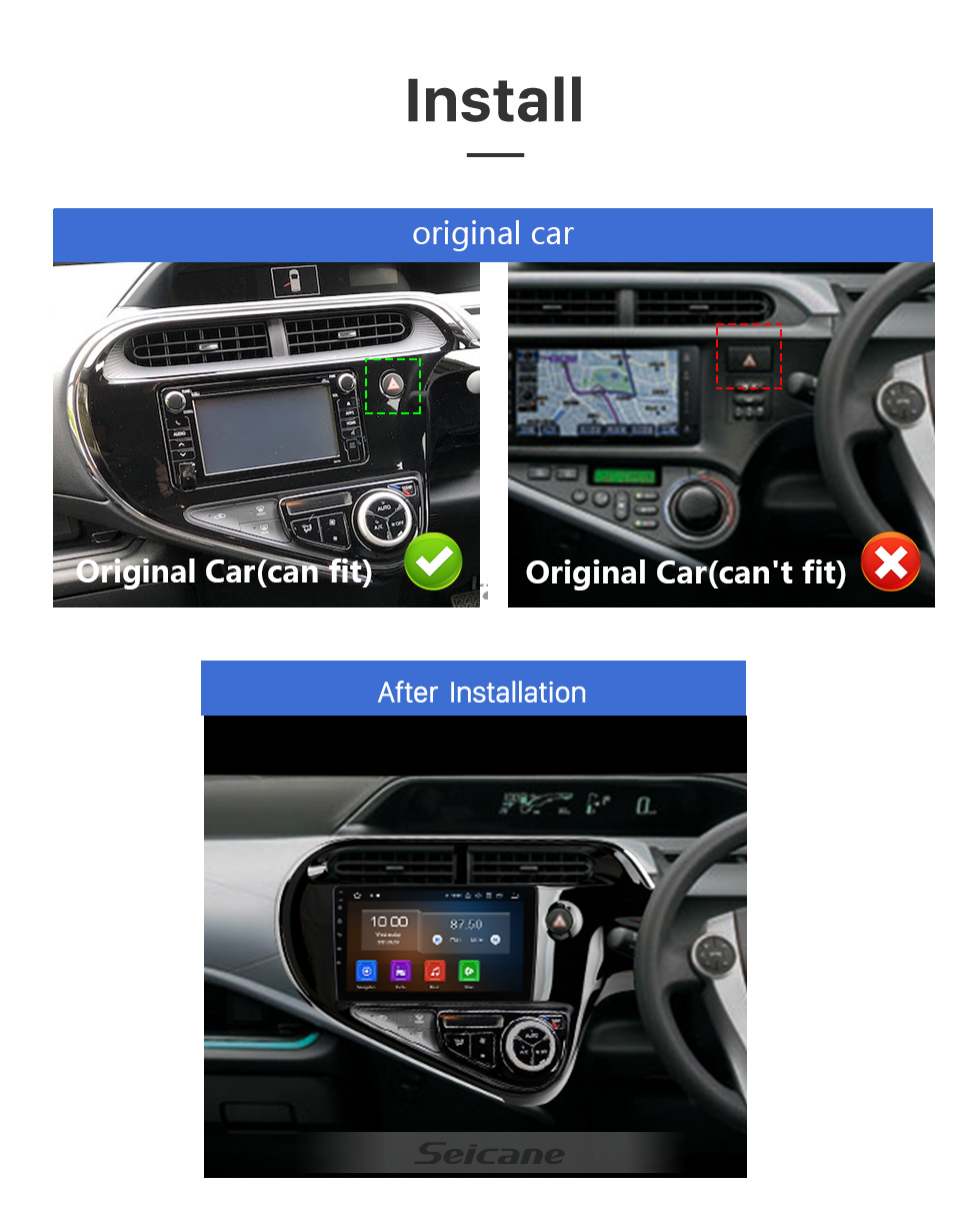 Seicane HD Touchscreen 9 inch Android 12.0 For 2018 TOYOTA PRIUS C RHD Radio GPS Navigation System Bluetooth Carplay support Backup camera