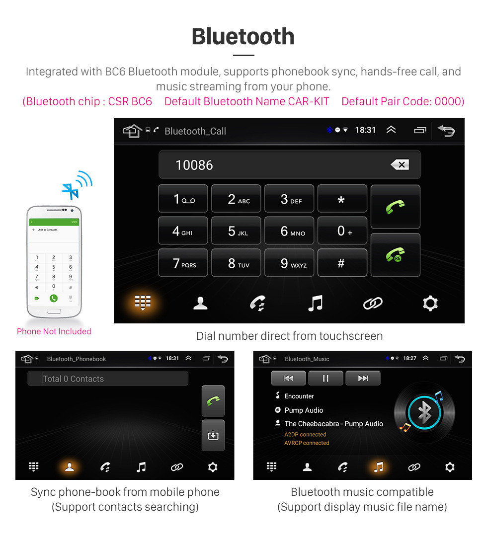 Seicane Android 8.1 Universal Radio Multimedia Player GPS Navigation 7 Zoll HD Touchscreen Bluetooth USB Carplay Lenkradsteuerung
