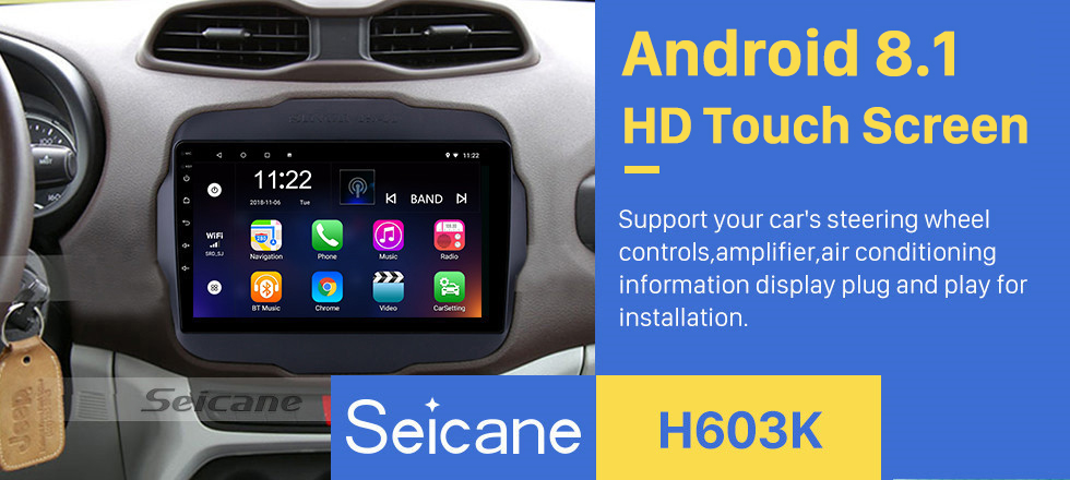 Seicane 2016 Jeep Renegade 9 inch Touchscreen Android 8.1 Radio GPS Navigation system with USB Bluetooth WIFI 1080P Aux Mirror Link Steering wheel control Seicane 2016 Jeep Renegade 9 inch Touchscreen Android 8.1 Radio GPS Navigation system with USB Bluetooth WIFI 1080P Aux Mirror Link Steering wheel control