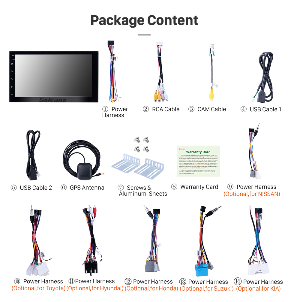 Seicane Android 8.1 Universal Toyota Hyundai Kia Nissan Volkswagen Suzuki Honda Radio GPS Navigation mit Bluetooth USB WIFI Unterstützung Rückfahrkamera Seicane Android 8.1 Universal Toyota Hyundai Kia Nissan Volkswagen Suzuki Honda Radio GPS Navigation mit Bluetooth USB WIFI Unterstützung Rückfahrkamera