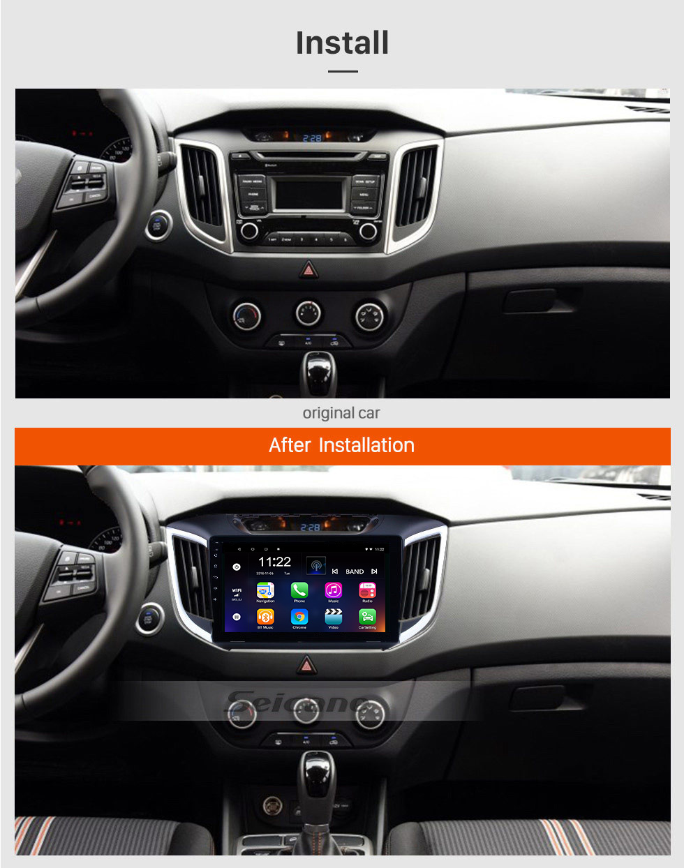 Seicane 2014 2015 Hyundai IX25 Android 8.1 10.1 inch HD touchscreen Radio GPS Navi USB Bluetooth WIFI OBD2 Mirror Link Rearview camera Seicane 2014 2015 Hyundai IX25 Android 8.1 10.1 inch HD touchscreen Radio GPS Navi USB Bluetooth WIFI OBD2 Mirror Link Rearview camera