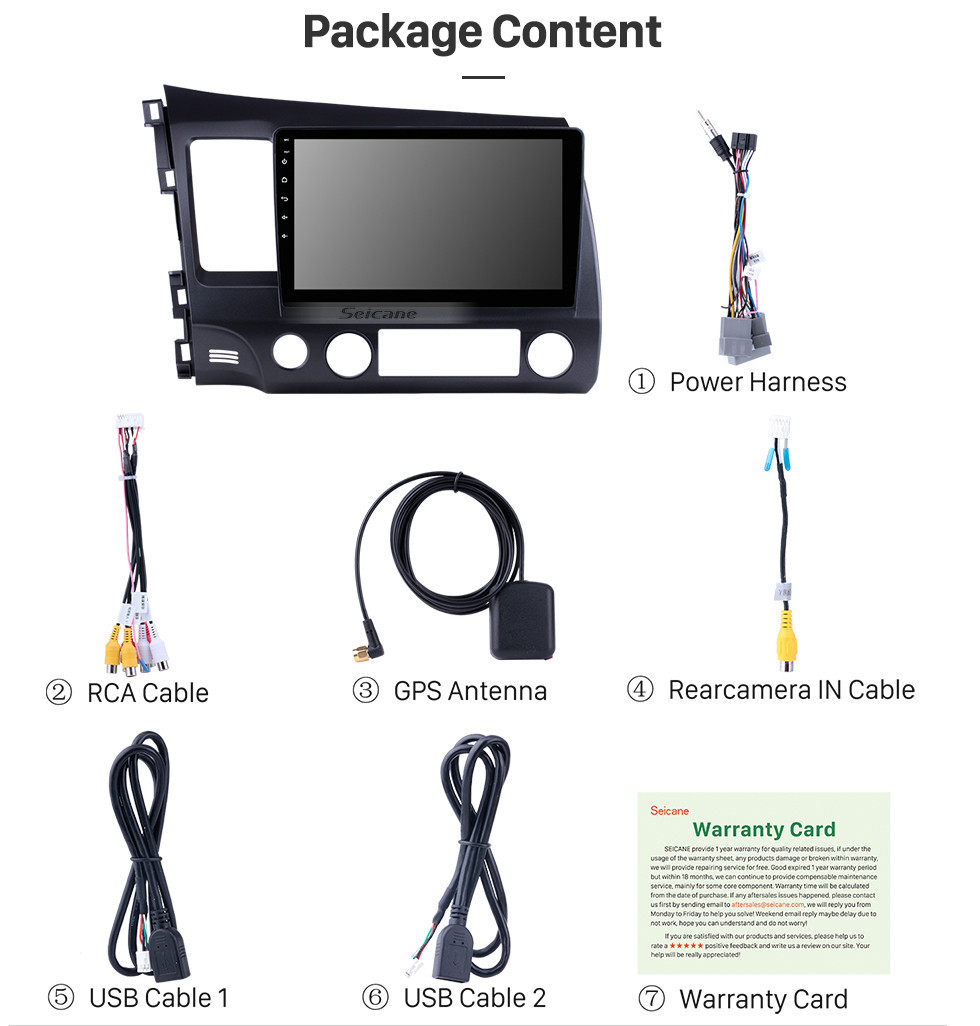 Seicane 10.1 pouces 1024 * 600 HD écran tactile Android 8.1 Radio de navigation GPS pour 2006-2011 Honda Civic avec Bluetooth WIFI OBD2 USB Audio Aux 1080P caméra de recul Seicane 10.1 pouces 1024 * 600 HD écran tactile Android 8.1 Radio de navigation GPS pour 2006-2011 Honda Civic avec Bluetooth WIFI OBD2 USB Audio Aux 1080P caméra de recul