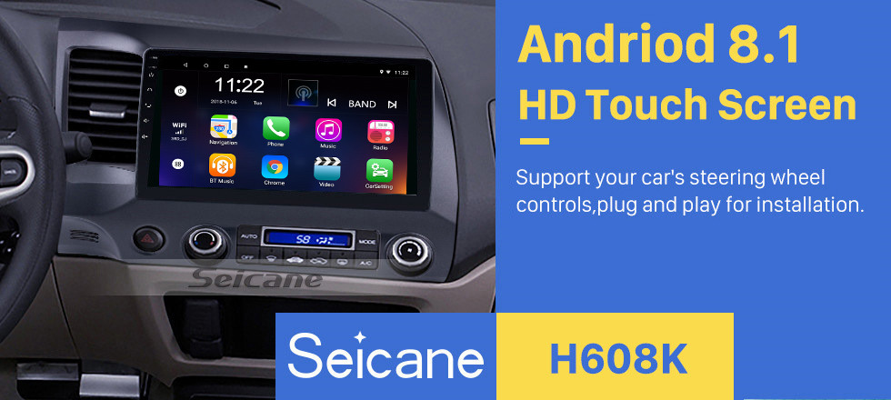 Seicane 10.1 pouces 1024 * 600 HD écran tactile Android 8.1 Radio de navigation GPS pour 2006-2011 Honda Civic avec Bluetooth WIFI OBD2 USB Audio Aux 1080P caméra de recul Seicane 10.1 pouces 1024 * 600 HD écran tactile Android 8.1 Radio de navigation GPS pour 2006-2011 Honda Civic avec Bluetooth WIFI OBD2 USB Audio Aux 1080P caméra de recul