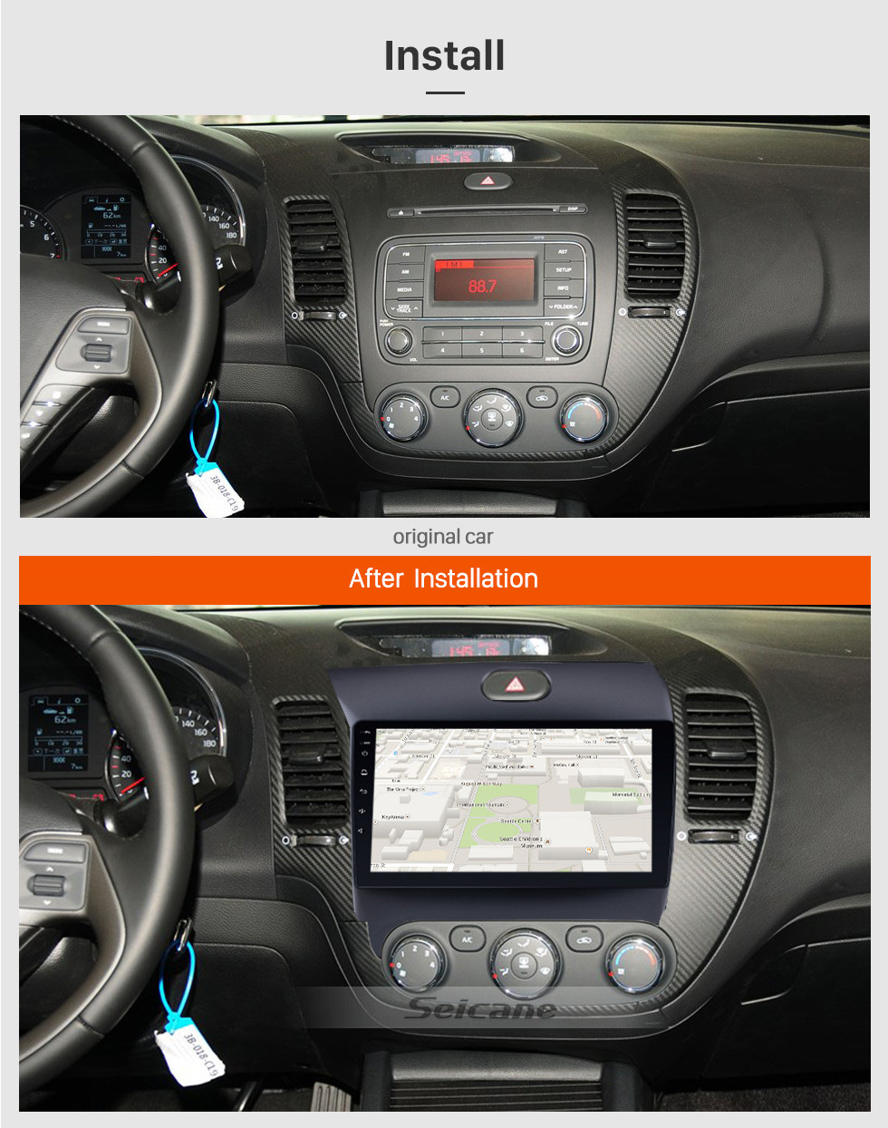 Seicane 9 Inch All-in-One Android 8.1 GPS Navigation system For 2013 2014 2015 2016 KIA K3 CERATO FORTE with Touch Screen TPMS DVR OBD II Rear camera AUX USB SD Steering Wheel Control 3G WiFi Video Radio Bluetooth Seicane 9 Inch All-in-One Android 8.1 GPS Navigation system For 2013 2014 2015 2016 KIA K3 CERATO FORTE with Touch Screen TPMS DVR OBD II Rear camera AUX USB SD Steering Wheel Control 3G WiFi Video Radio Bluetooth