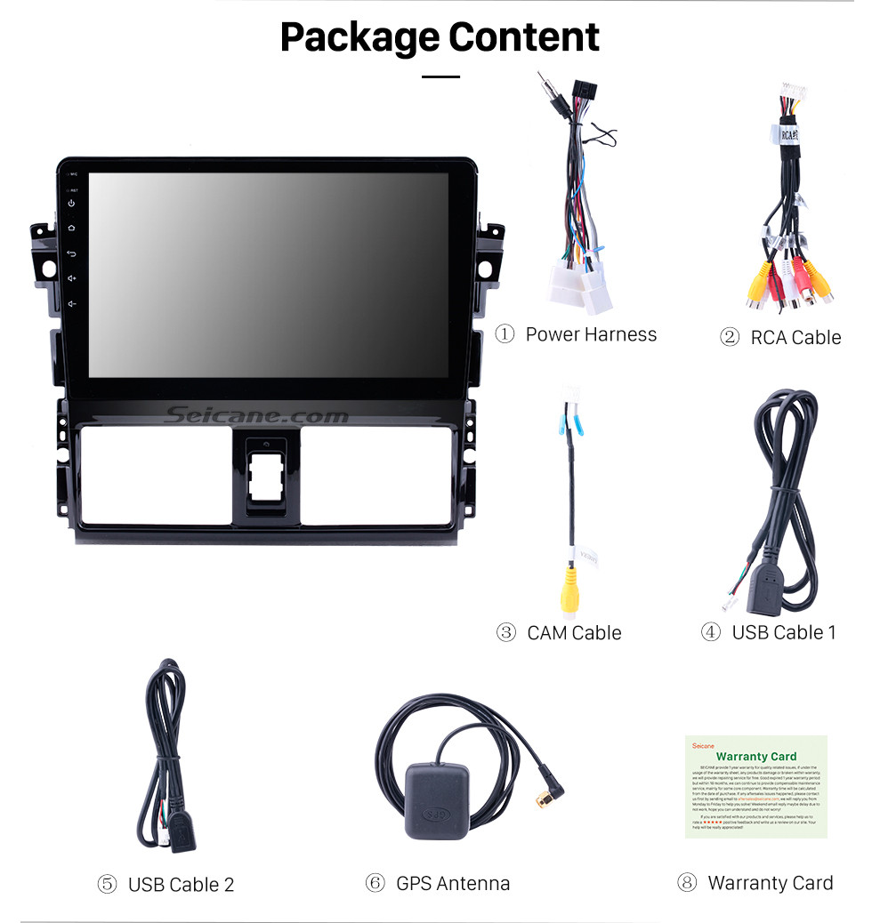 Seicane 2013 2014 2015 2016 Toyota Vios 10.1 inch HD 1024*600 Touchscreen Android 8.1 Radio GPS Navigation system with Bluetooth WIFI 1080P Video DVR Mirror Link Seicane 2013 2014 2015 2016 Toyota Vios 10.1 inch HD 1024*600 Touchscreen Android 8.1 Radio GPS Navigation system with Bluetooth WIFI 1080P Video DVR Mirror Link
